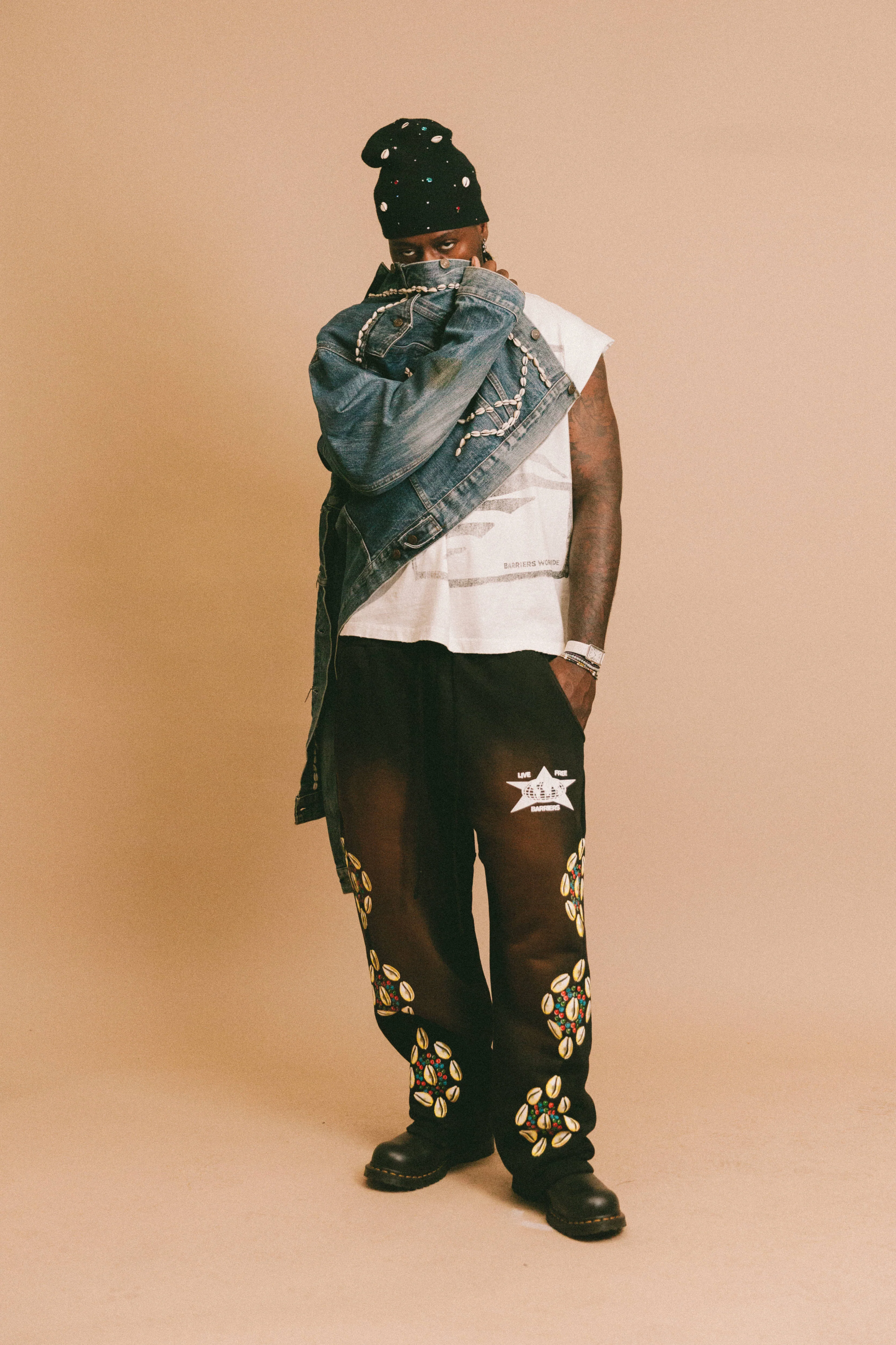 Black Cowrie Shell Pants - Image 4